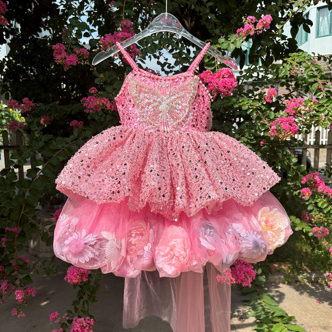Elegant Floral Princess Dress for Flower Girls