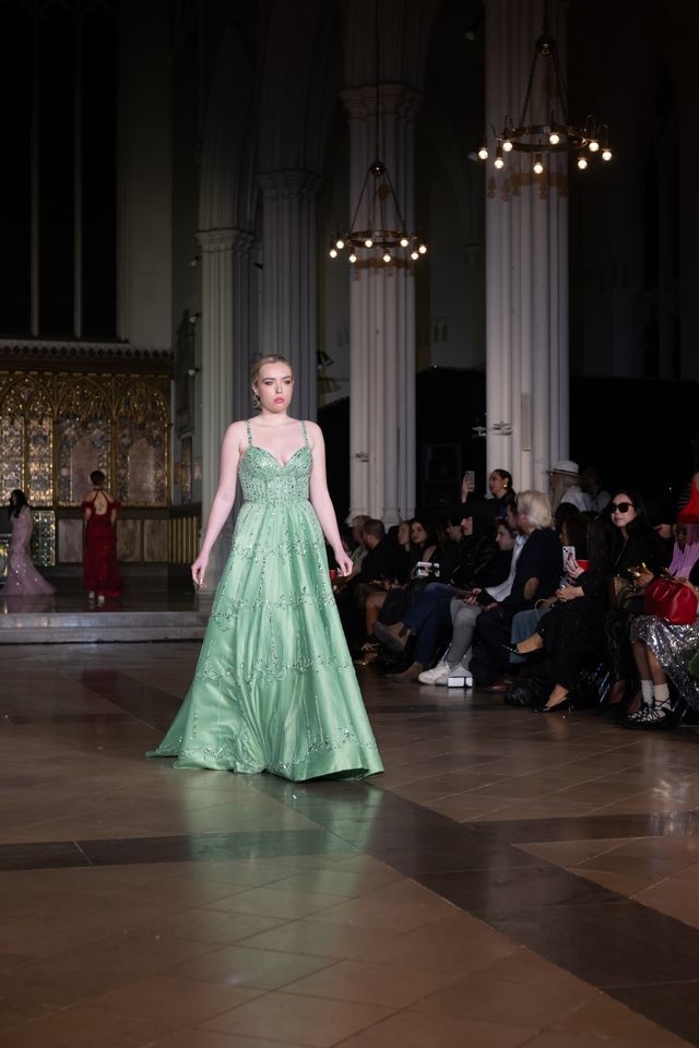 Luxury Beaded Sage Green Gown with Spaghetti Straps