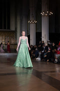 Luxury Beaded Sage Green Gown with Spaghetti Straps