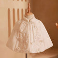 Girls Elegant White Winter Shawl with Cape