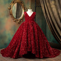 Luxury Burgundy Sequin Princess Ball Gown