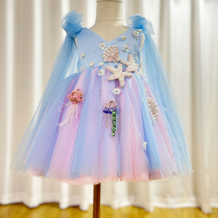 Elegant Baby Girl Wedding Dress with Pearl Accents