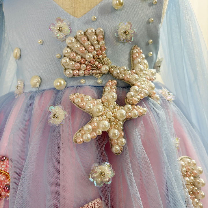 Elegant Baby Girl Wedding Dress with Pearl Accents