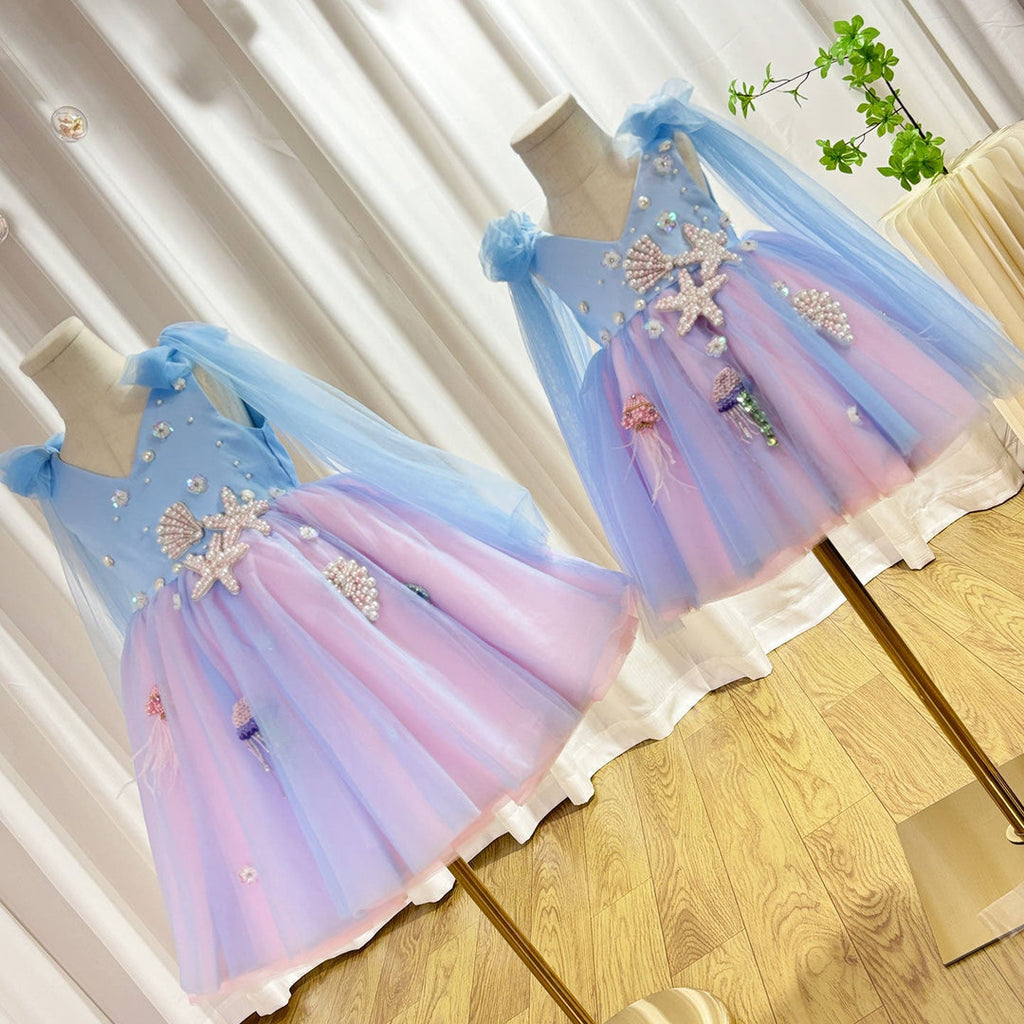 Elegant Baby Girl Wedding Dress with Pearl Accents