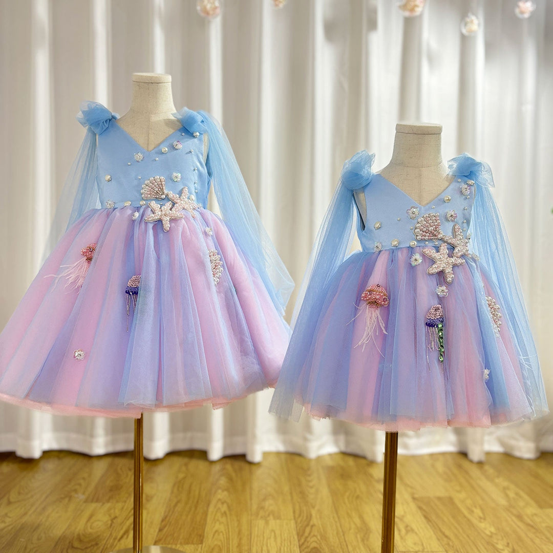 Elegant Baby Girl Wedding Dress with Pearl Accents