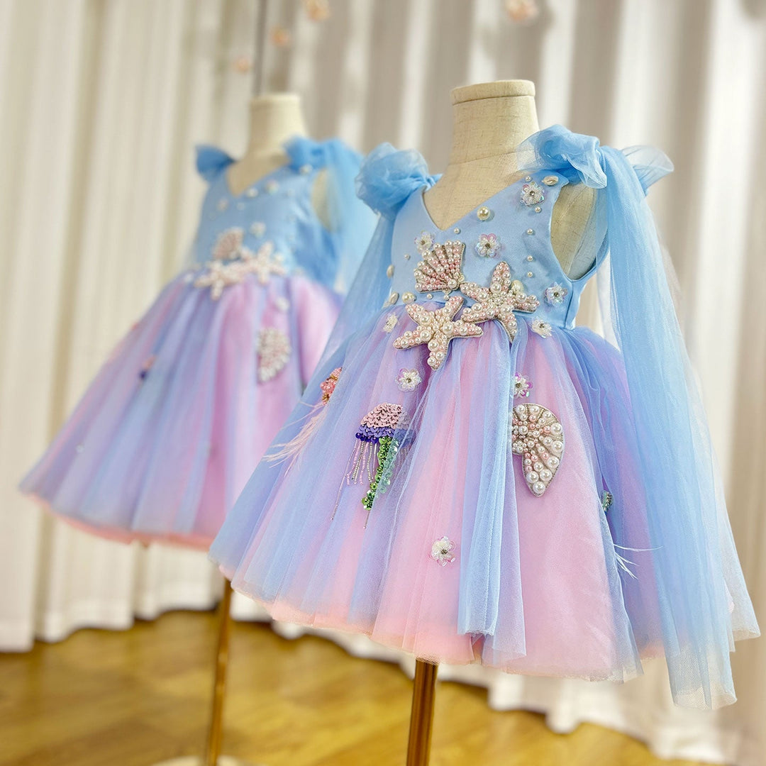 Elegant Baby Girl Wedding Dress with Pearl Accents