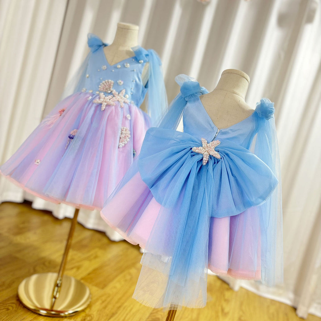 Elegant Baby Girl Wedding Dress with Pearl Accents
