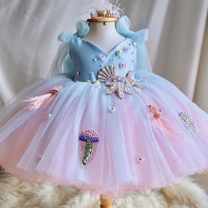 Elegant Baby Girl Wedding Dress with Pearl Accents