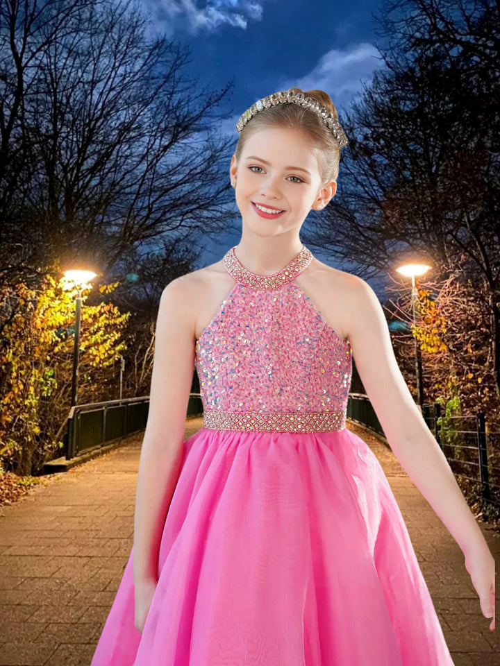 Sparkly Pink Sequin Princess Girl Dress