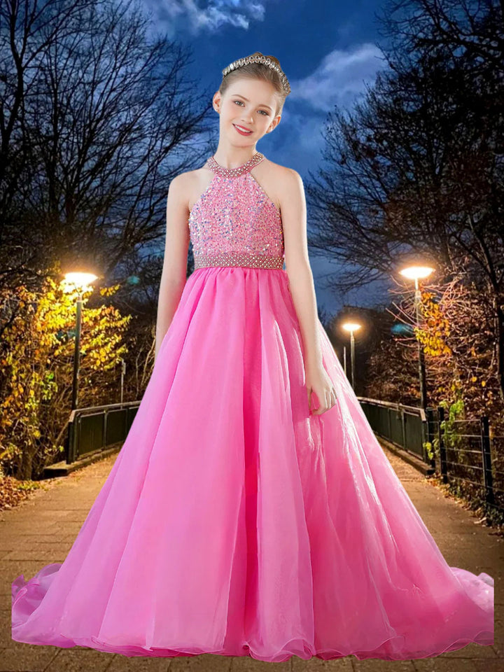 Sparkly Pink Sequin Princess Girl Dress