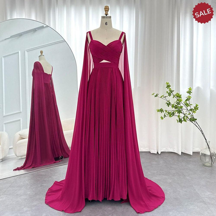 Cape Sleeve Evening Gown