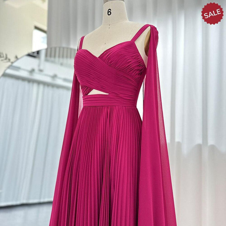 Cape Sleeve Evening Gown