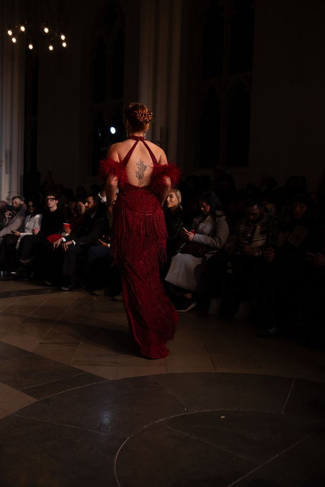 Luxury Tassel Feather Mermaid Wine Red Dress