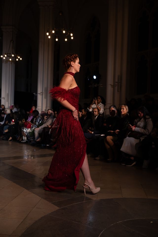 Luxury Tassel Feather Mermaid Wine Red Dress