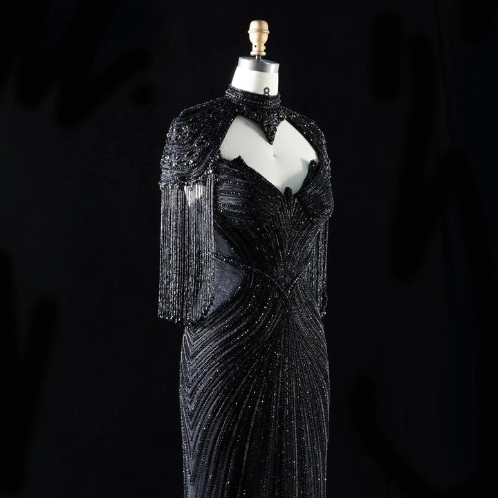 Elegant High Neck Beaded Evening Gown SB007