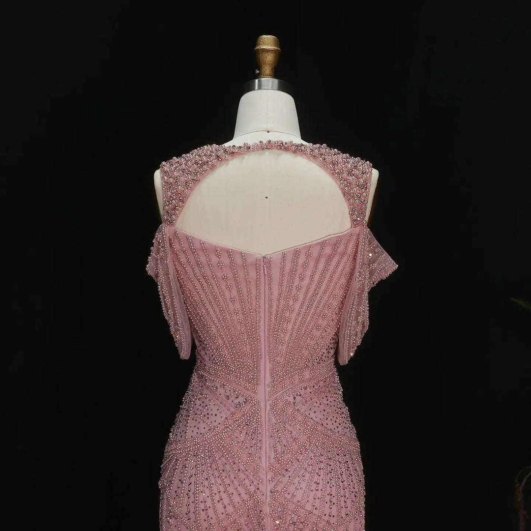 Glamorous Pink Champagne Evening Dress