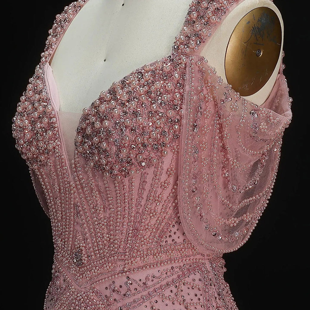 Glamorous Pink Champagne Evening Dress