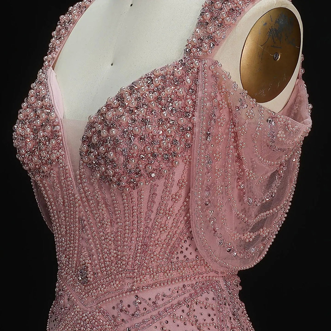 Glamorous Pink Champagne Evening Dress
