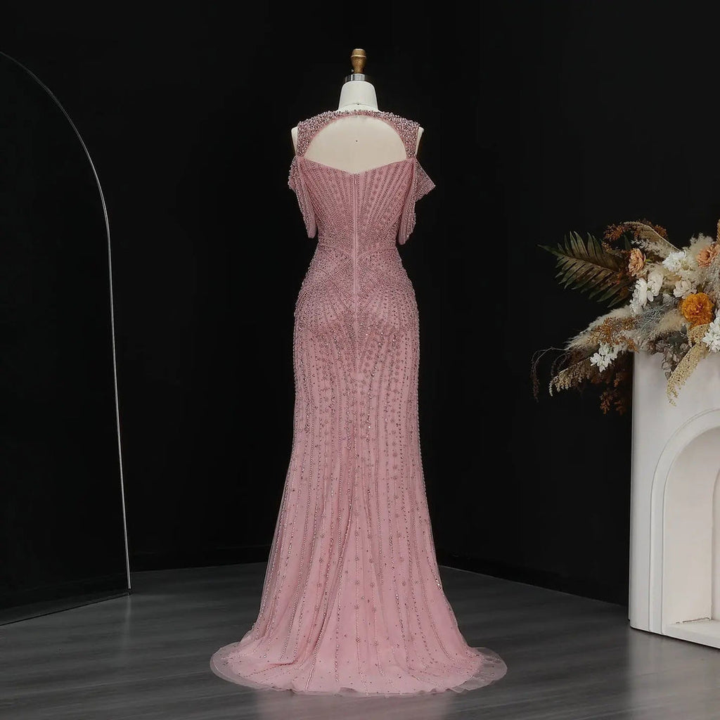Glamorous Pink Champagne Evening Dress