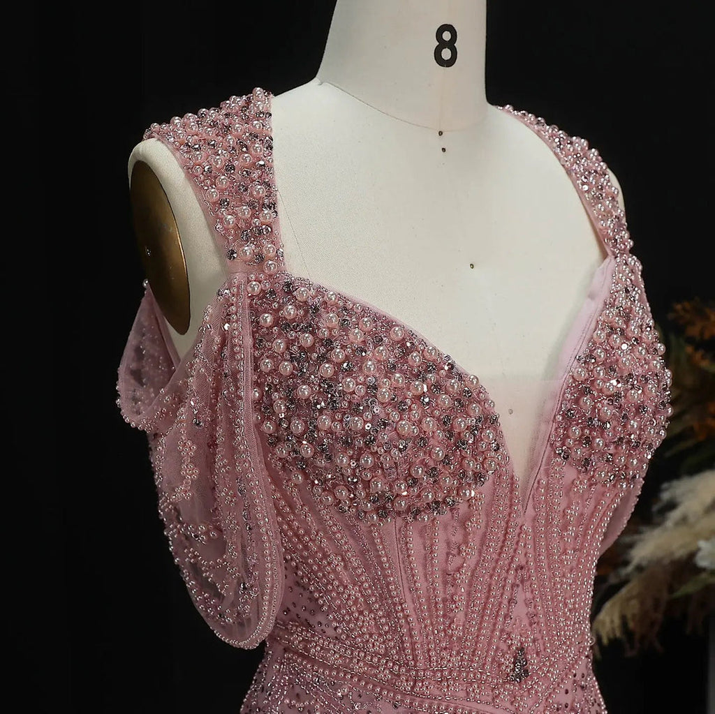 Glamorous Pink Champagne Evening Dress