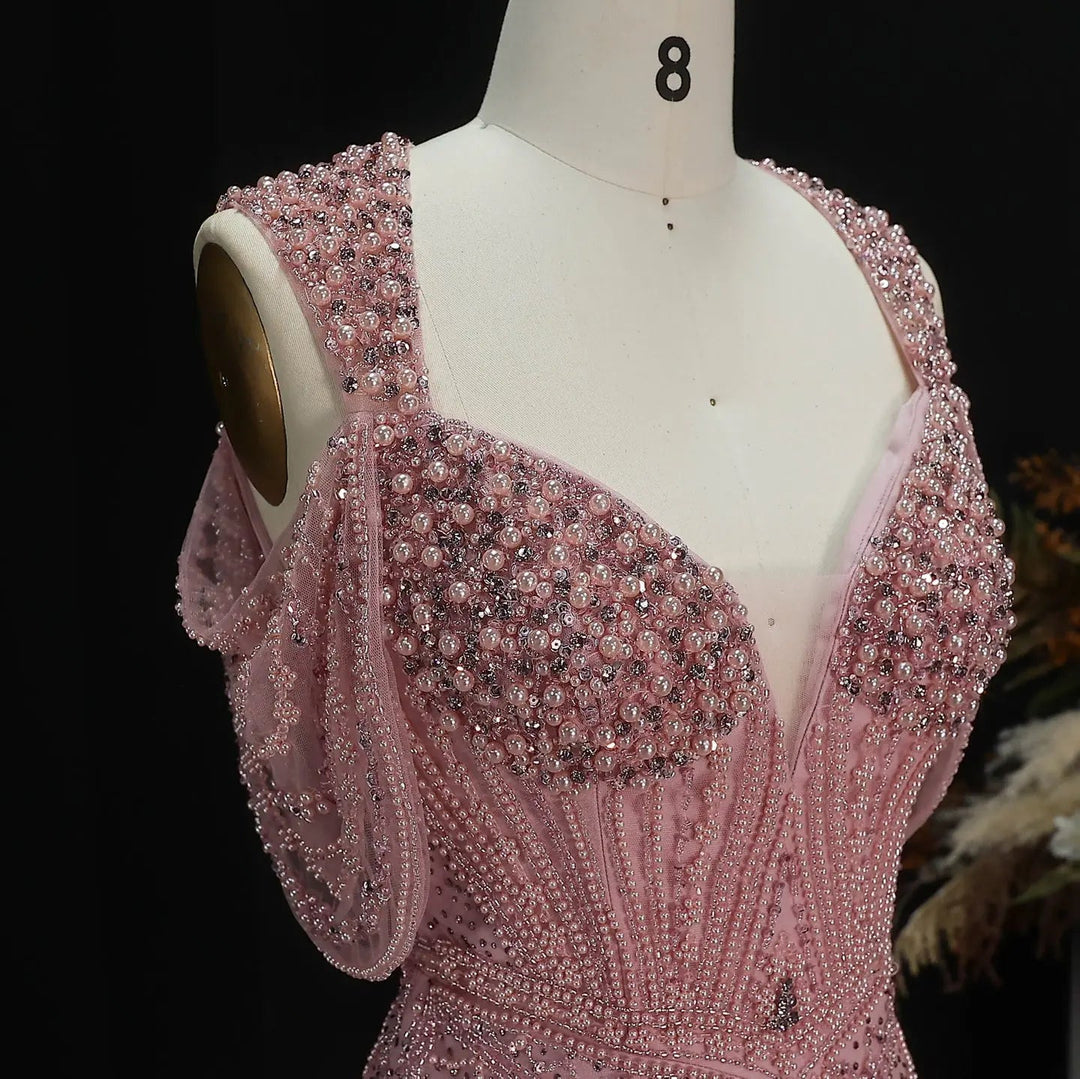 Glamorous Pink Champagne Evening Dress