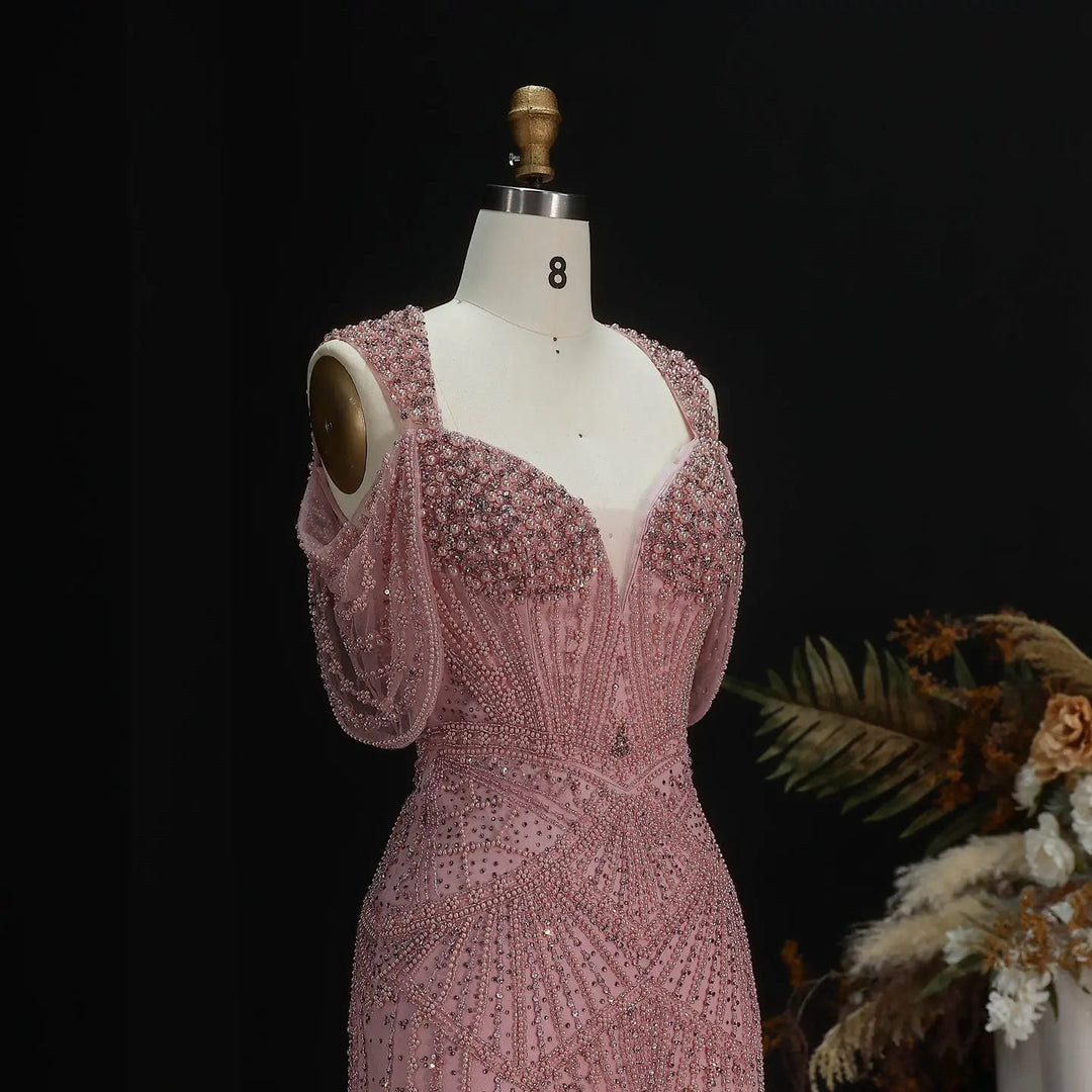 Glamorous Pink Champagne Evening Dress