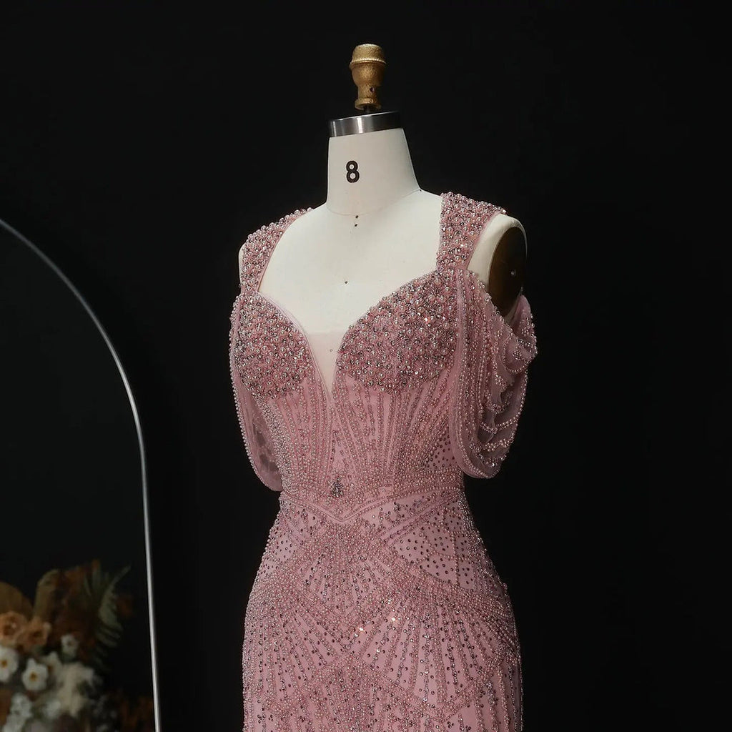 Glamorous Pink Champagne Evening Dress
