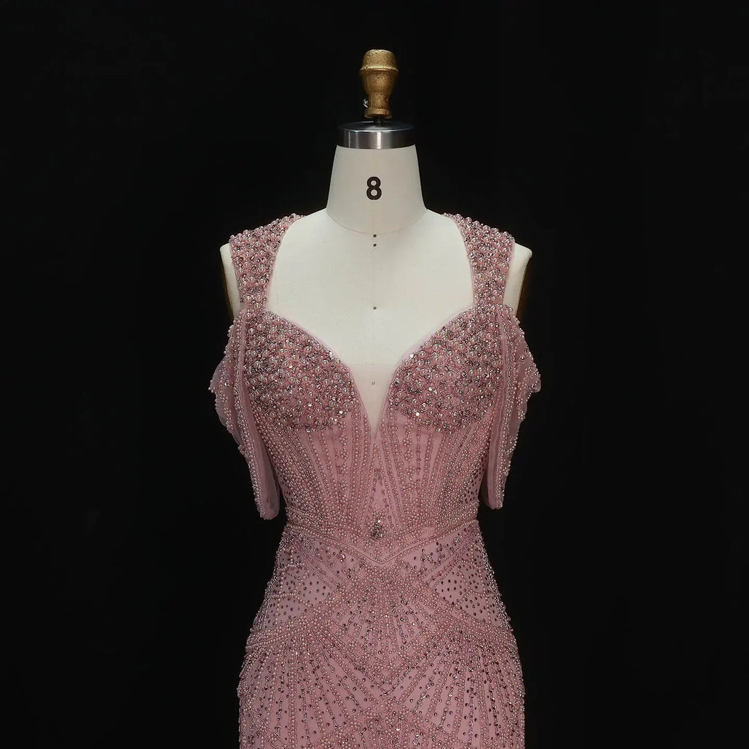 Glamorous Pink Champagne Evening Dress