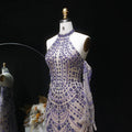 Beaded Halter Evening Gown