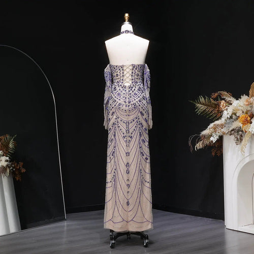 Beaded Halter Evening Gown