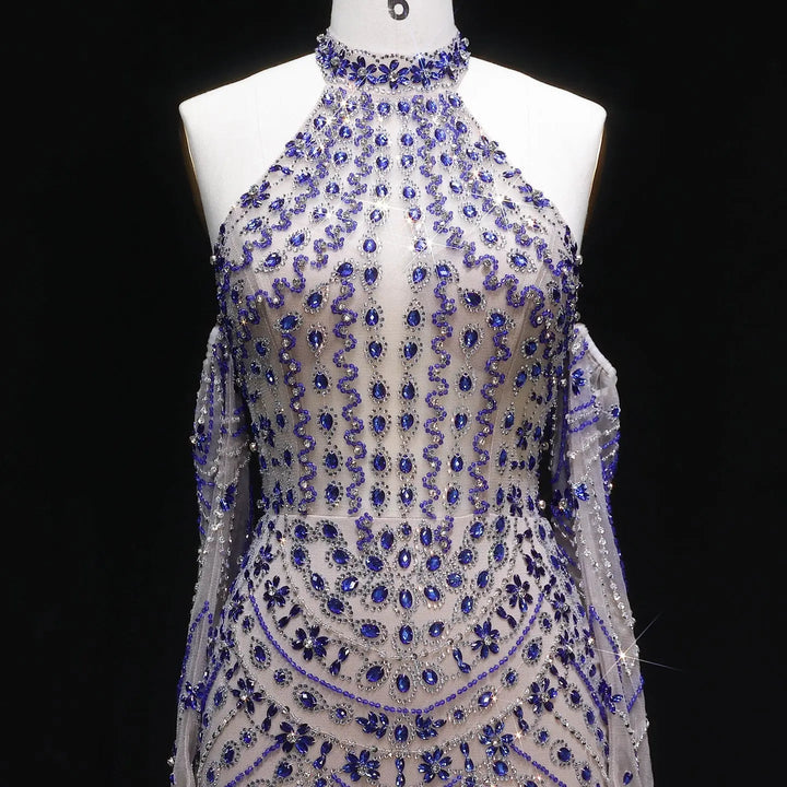 Beaded Halter Evening Gown