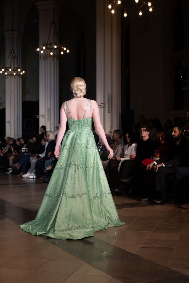 Luxury Beaded Sage Green Gown with Spaghetti Straps