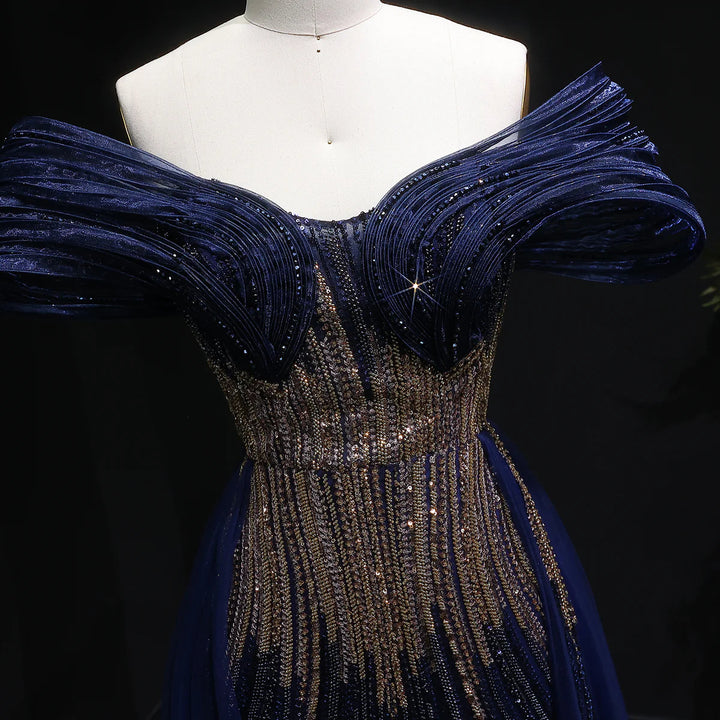 Luxury Crystal-Beaded Evening Gown with Structured Corset