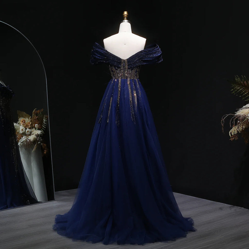 Luxury Crystal-Beaded Evening Gown with Structured Corset