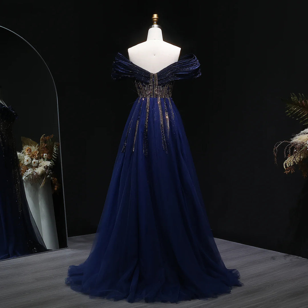 Luxury Crystal-Beaded Evening Gown with Structured Corset