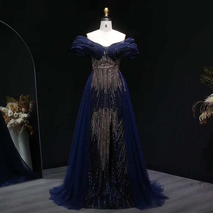 Luxury Crystal-Beaded Evening Gown with Structured Corset