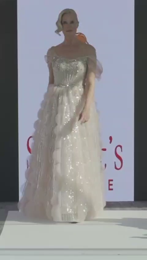 Glamorous Blush Pink Evening Gown with Layered Ruffles SB006