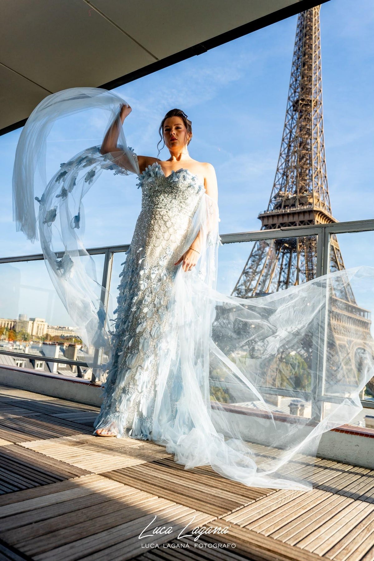 Luxury Blue Beaded Mermaid Evening Gown SB001