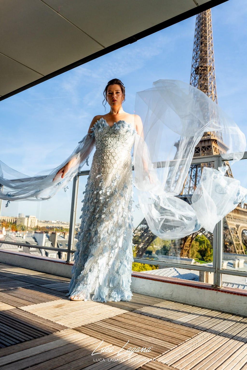 Luxury Blue Beaded Mermaid Evening Gown SB001