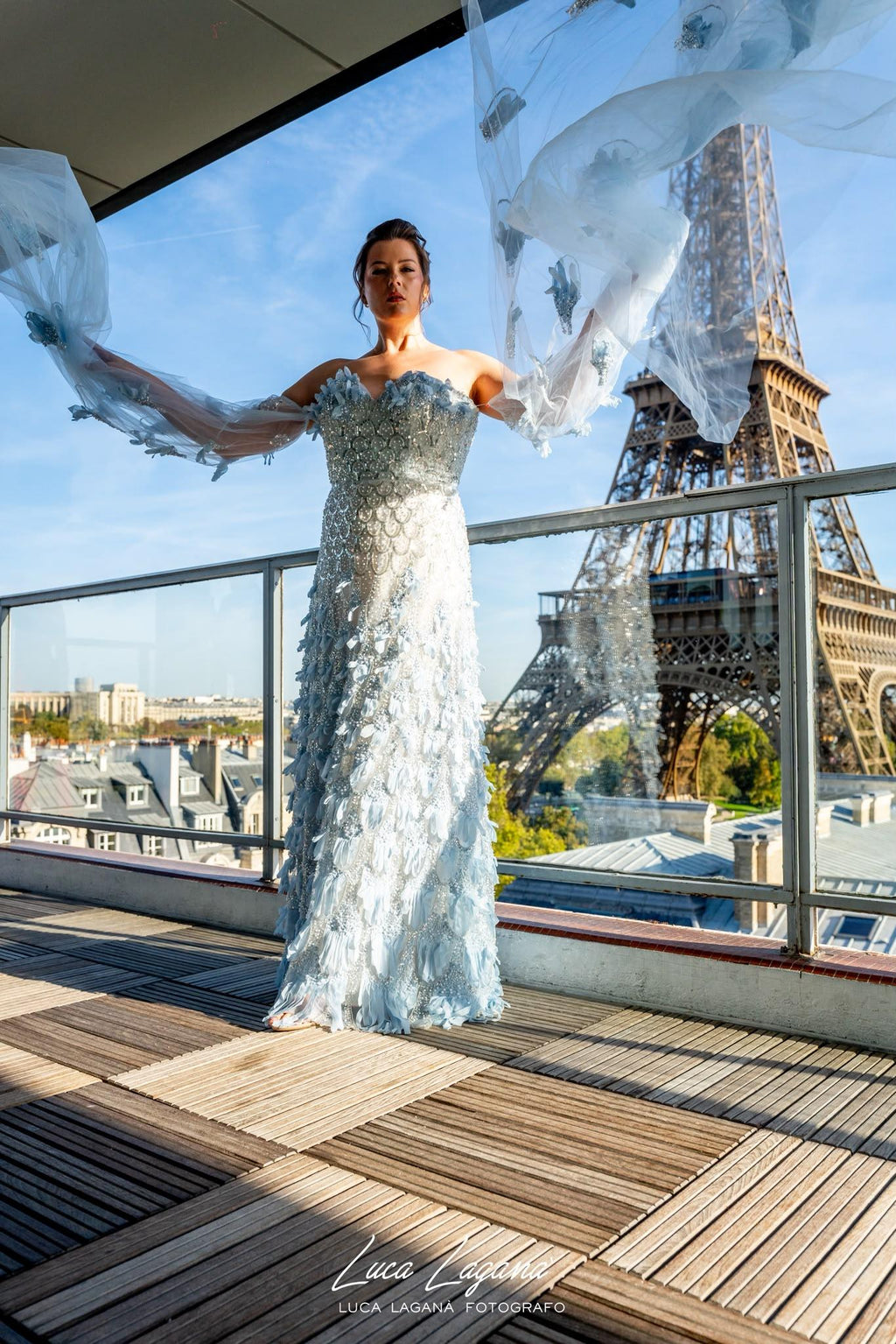 Luxury Blue Beaded Mermaid Evening Gown SB001