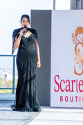 Elegant High Neck Beaded Evening Gown SB007