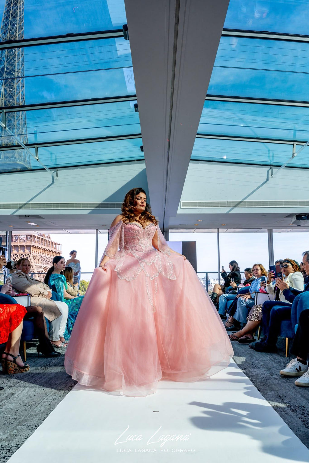 Pink Grace Off-Shoulder Evening Gown SB013