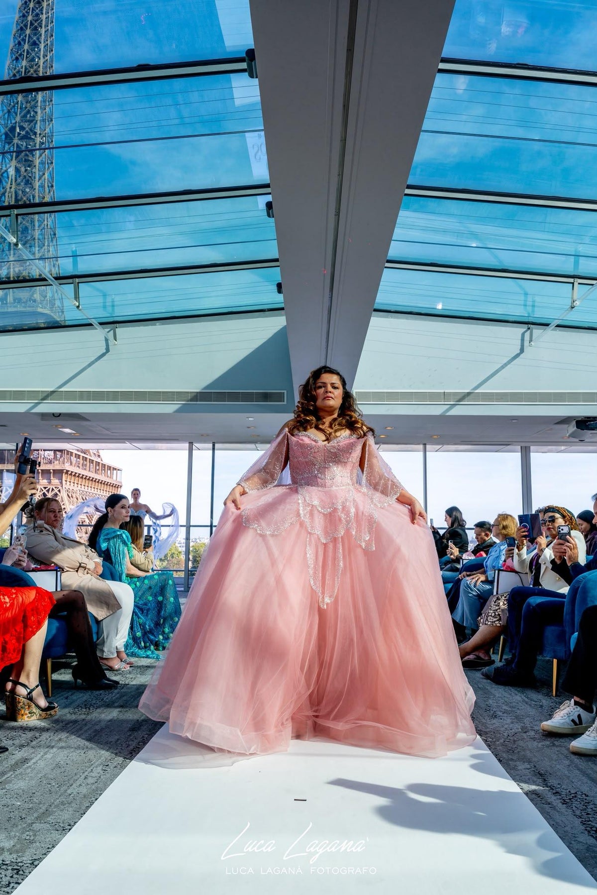 Pink Grace Off-Shoulder Evening Gown SB013