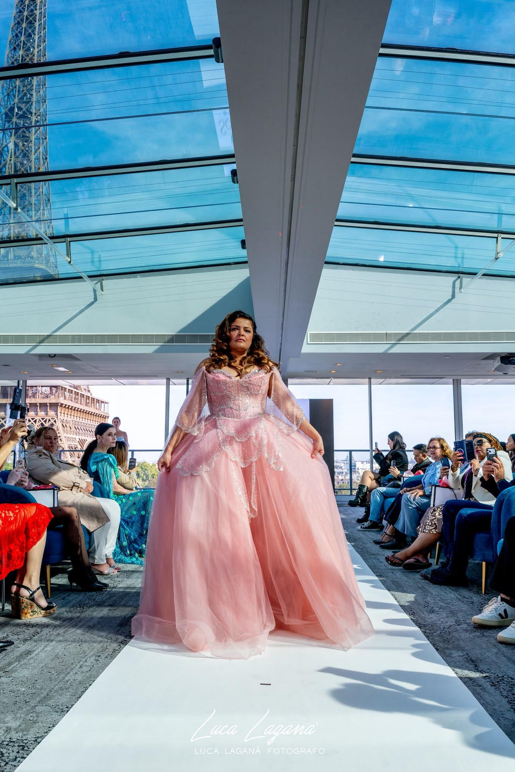 Pink Grace Off-Shoulder Evening Gown SB013