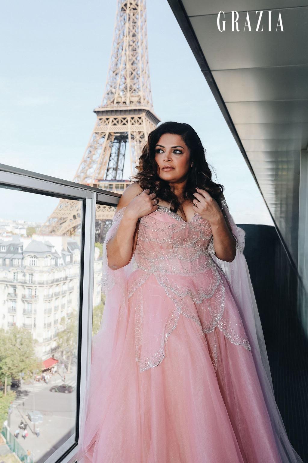 Pink Grace Off-Shoulder Evening Gown SB013