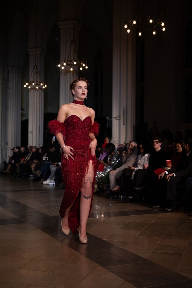 Luxury Tassel Feather Mermaid Wine Red Dress